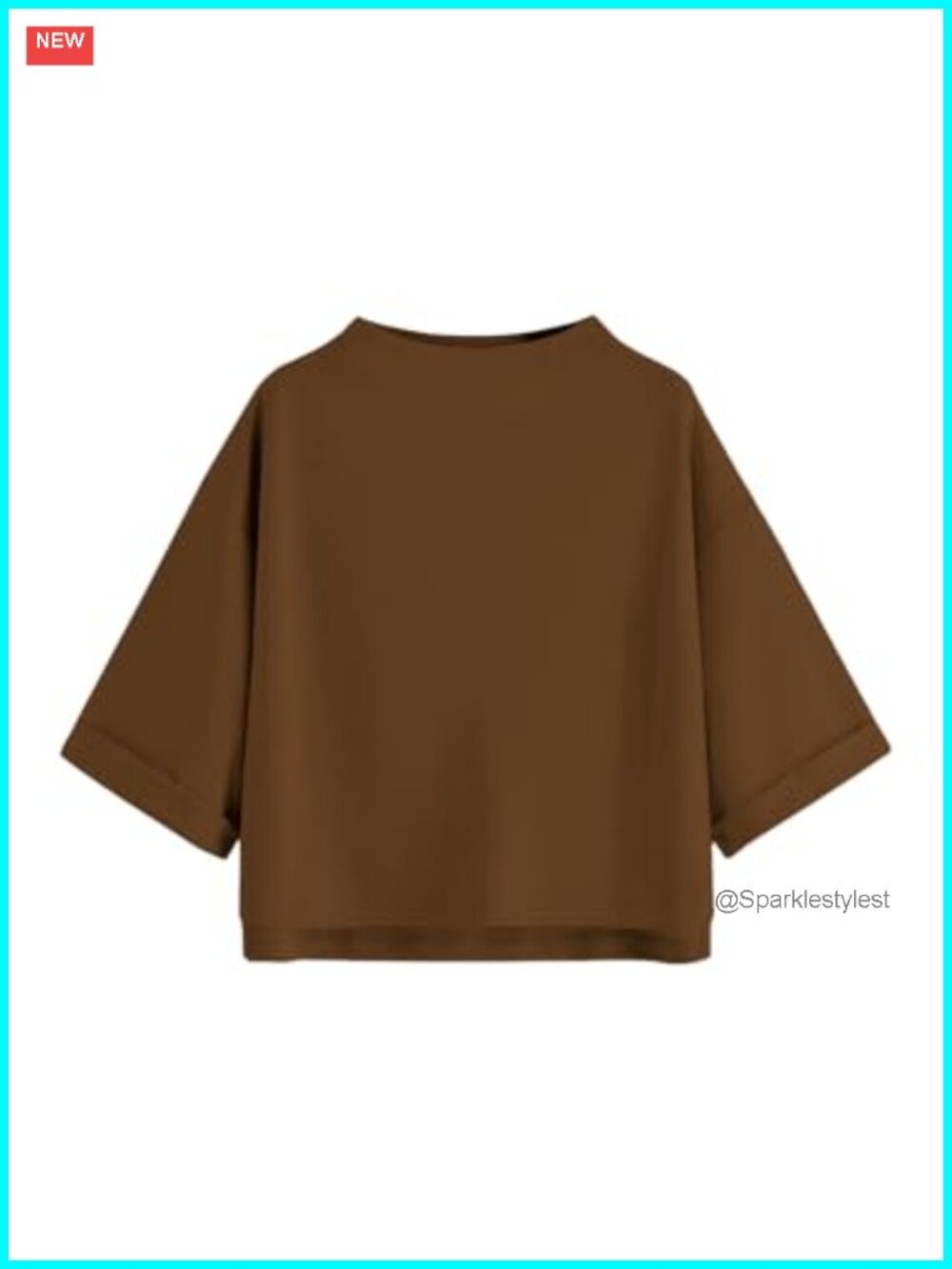 Women's 3/4 Sleeve Mock Neck Loose High Low T-Shirt